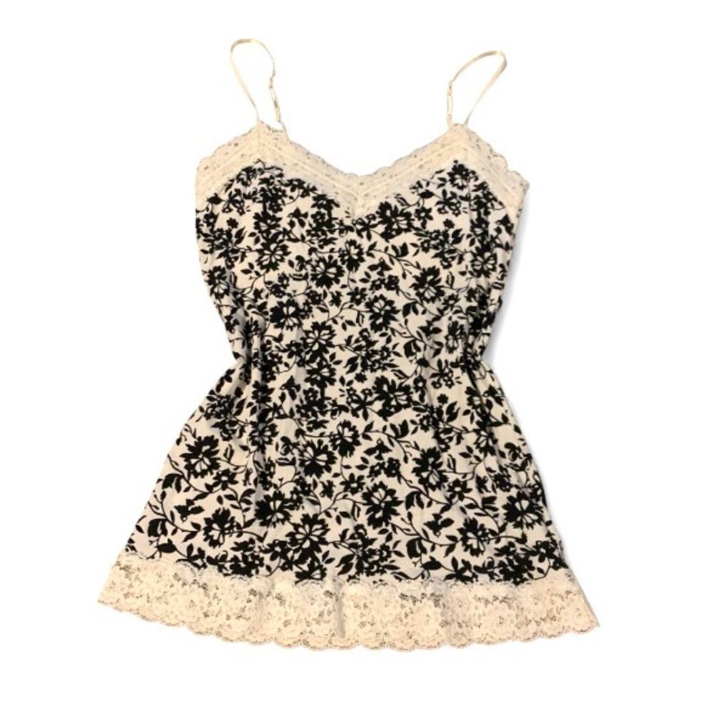 American Eagle Y2K Early 2000s Black White Lace Cami Tank Top – Medium